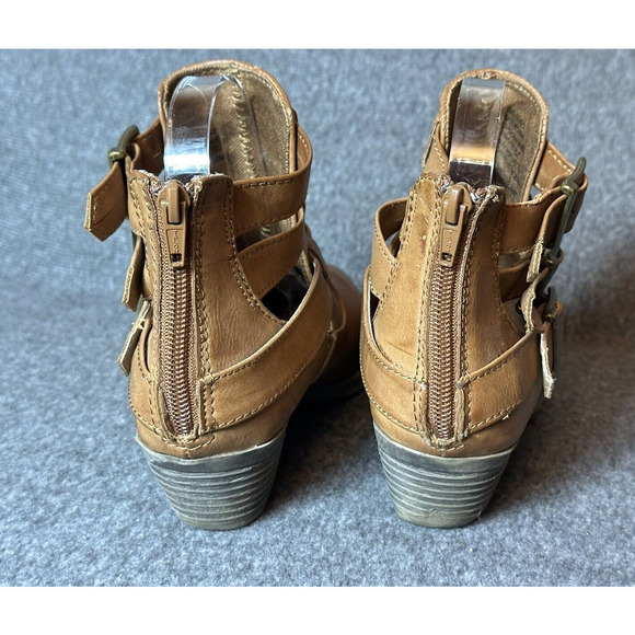 MUDD Boots Womens 7.5M Brown Tan Wallflower Ankle Buckle Western Cowgirl Y2K 90s - Picture 5 of 11